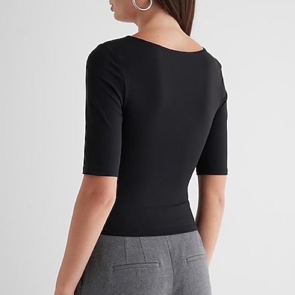 Express Body Contour High Compression Sweetheart Neckline Tee - Picture 2 of 6